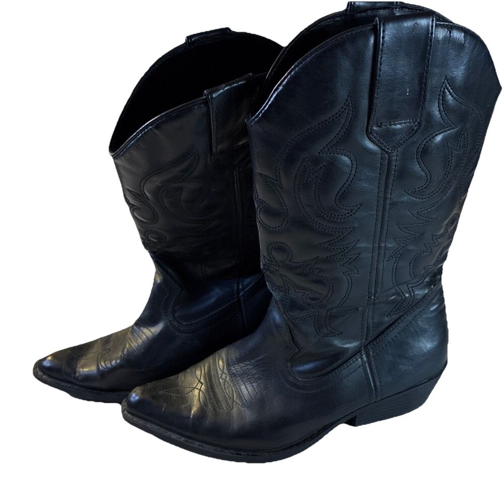 Madden Girl Cowboy Boots 6.5M Western Rodeo Boho Black Peeling On Back See Pics